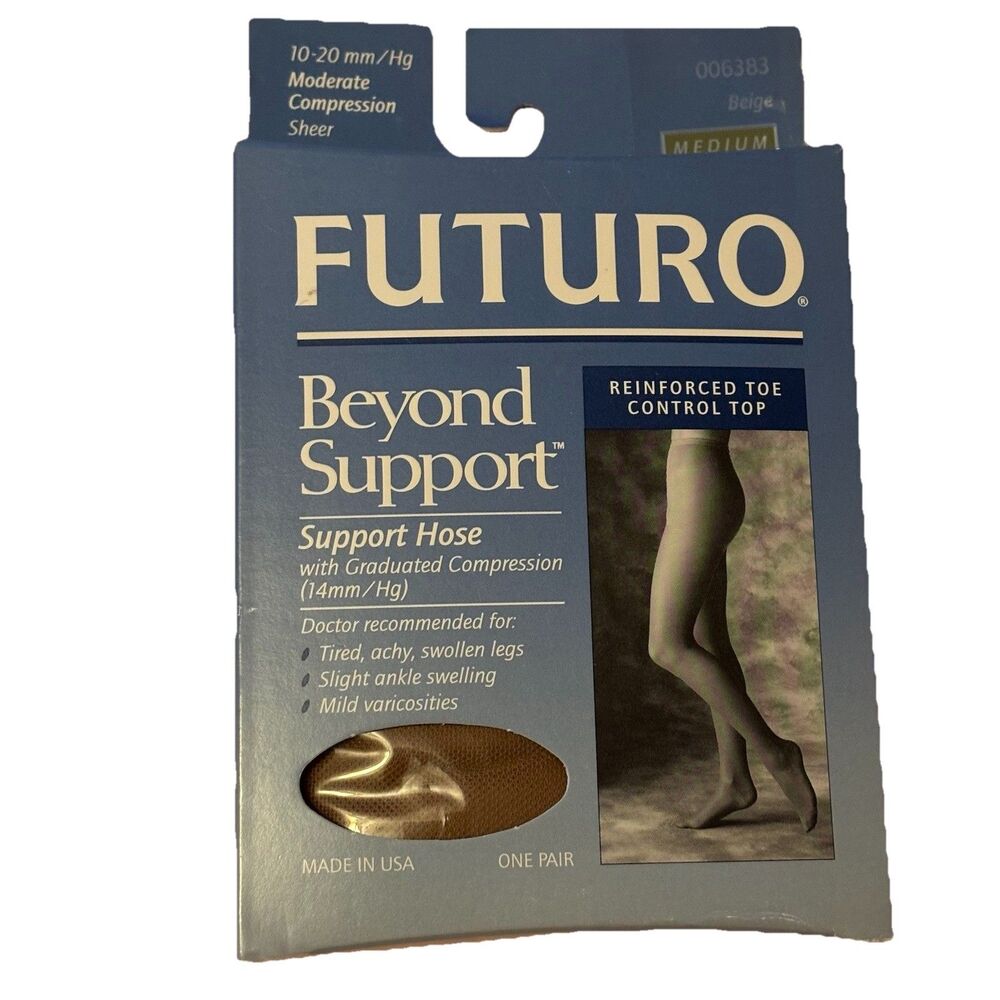 FUTURO Graduated Compression Support Hose 10-20 mm Hg Sheer Beige M USA